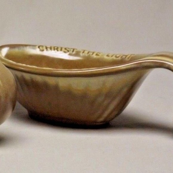 Frankoma Pottery Plainsman Brown Set of 2 Oral Roberts 1971 Candle Stick Holders - Picture 7 of 13